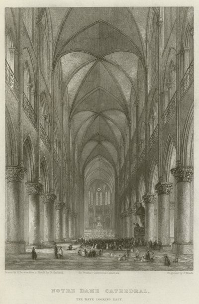 Notre Dame Cathedral, The Nave looking East by Hablot Knight Browne