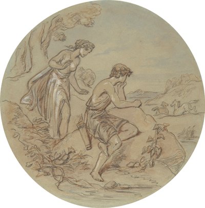 One of eighteen designs for a series of plates illustrating Venus and Adonis by Hablot Knight Browne