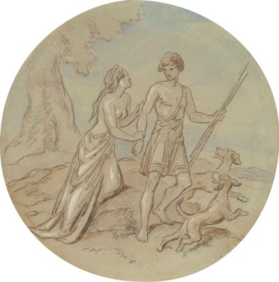 One of eighteen designs for a series of plates illustrating Venus and Adonis by Hablot Knight Browne