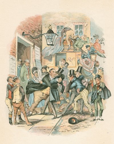 Scene from Nicholas Nickleby by Charles Dickens, 1838-1839 by Hablot Knight Browne