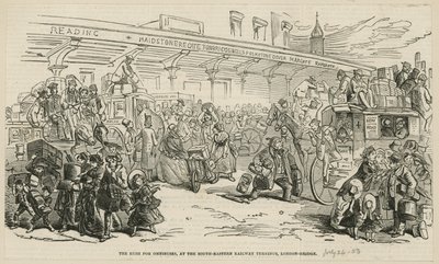 The Rush for Omnibuses at the South-Eastern Railway Terminus, London Bridge by Hablot Knight Browne