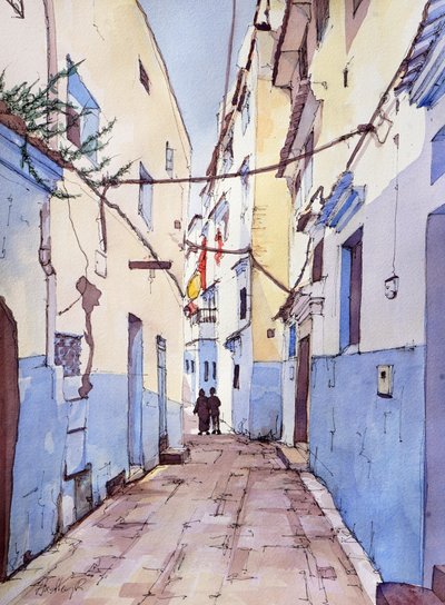 A Quiet Walk, Chefchaouen, Morocco by Hadley Rampton