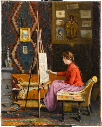 Girl Painter and Her Studio by Halil Pasha