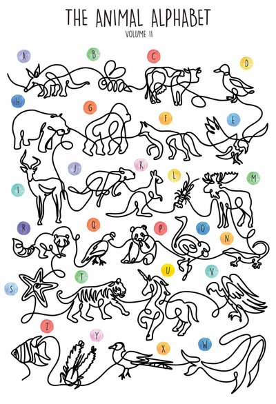 Animal Alphabet Line Art by Hanna Lee Tidd