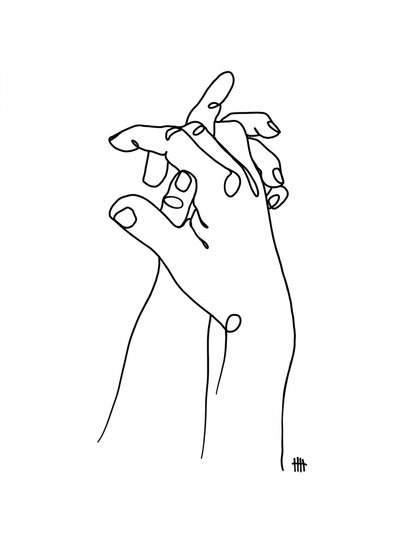 Connected Hands Line Art by Hanna Lee Tidd
