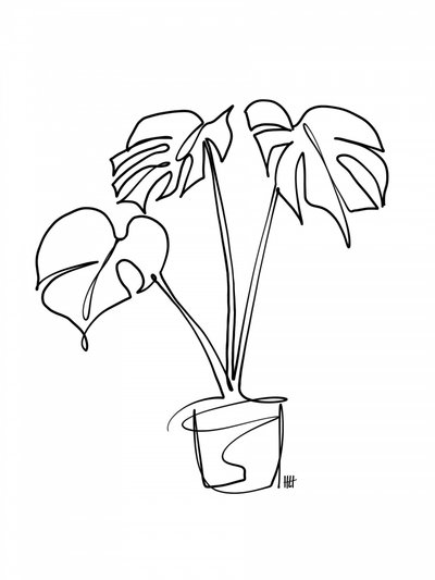 Monstera Line Art by Hanna Lee Tidd