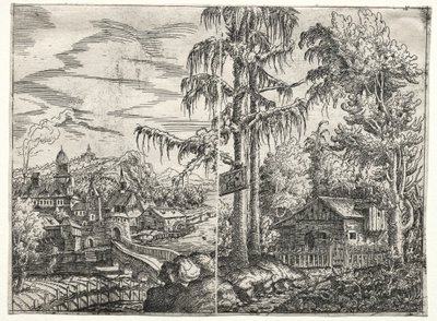 Landscape with the Town on a River and The Cottage between Trees by Hanns Sebald Lautensack