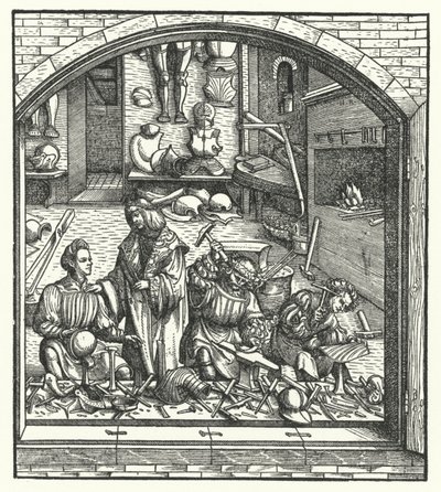 Archduke Maximilian of Austria Visiting an Armourer by Hans (after) Burgkmair