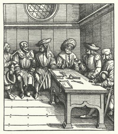 Council of Flemish peasants rebelling against the rule of Archduke Maximilian of Austria by Hans (after) Burgkmair