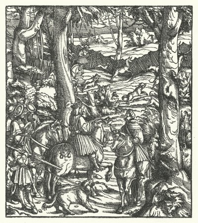 Maximilian I, King of the Romans, Receiving a Message While Hunting by Hans (after) Burgkmair