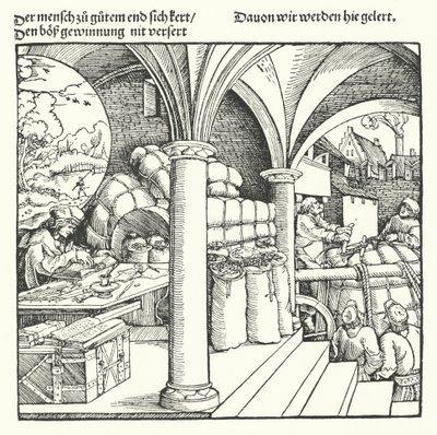The Cautious Merchant by Hans (after) Burgkmair