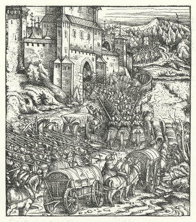 The Capture of the City of Tongeren by Hans (after) Burgkmair