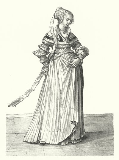 Costume of a woman of Basel by Hans (after) Holbein the Younger