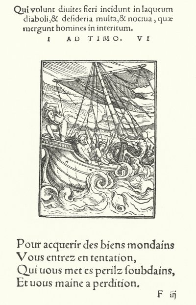 The Seaman in a Storm (engraving) by Hans (after) Holbein the Younger