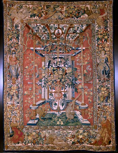 Flemish tapestry. Series grotesques with apes: Apes shooting with an arquebus. Cartoonist Hans Vredeman de Vries (?). Atelier Seger Bombeck, Brussels. 1542-1560. by Hans (after) Vredeman de Vries
