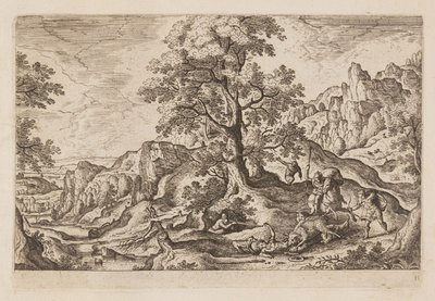 Plate 11, from Landscapes with Scenes from the Old and New Testament and Ovid’s Metamorphoses by Hans Bol