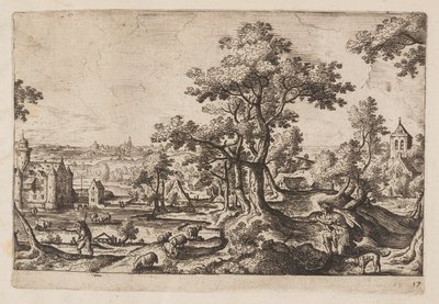 Plate 17, from Landscapes with Scenes from the Old and New Testament and Ovid’s Metamorphoses by Hans Bol