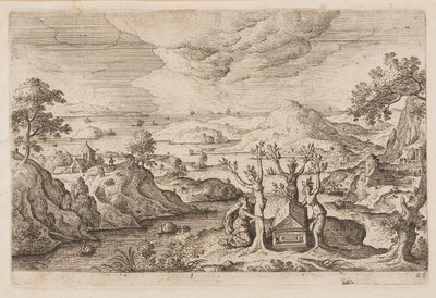 Plate 28, from Landscapes with Scenes from the Old and New Testament and Ovid’s Metamorphoses by Hans Bol