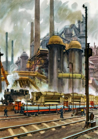 German Railways - Transport of ore and heavy goods at the Röchling Works in Völklingen, Saarland by Hans Friedrich