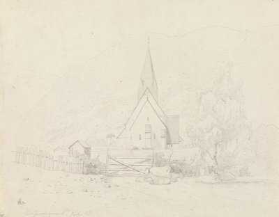 Vossevangen with Voss Church by Hans Gude