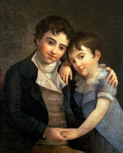 Portrait of Karl Thomas (1784-1858) and Franz Xaver (1791-1844), the Two Sons of Wolfgang Amadeus Mozart (1756-91), 1798 by Hans Hansen