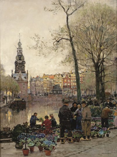Flowermarket in Amsterdam, the Munt Beyond by Hans Herrmann or Herman