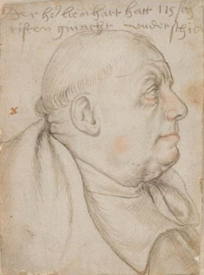 Portrait of the calligrapher Leonhard Wagner, nicknamed Würtslin, monk of Sts Ulrich and Afra in Augsburg, in profile to the right by Hans Holbein d.Æ.