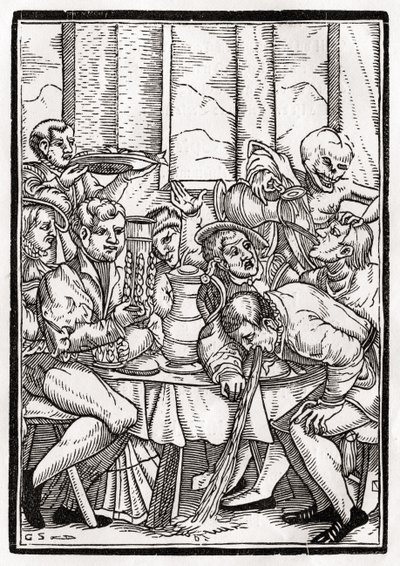 Death Comes for the Drunkard, Engraved by Georg Scharffenberg, from 