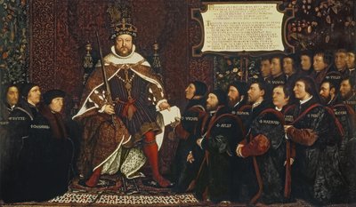 Henry VIII handing over a charter to Thomas Vicary, commemorating the joining of the Barbers and Surgeons Guilds, 1541 by Hans Holbein der Jüngere