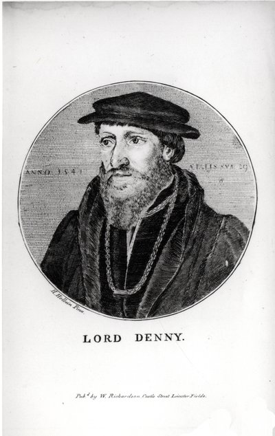 Portrait of Sir Anthony Denny in 1541, Engraved by W. Richardson by Hans Holbein der Jüngere