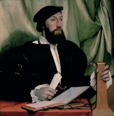 Unknown gentleman with music books and lute by Hans Holbein der Jüngere