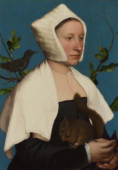 A Lady with a Squirrel and a Starling (Anne Lovell) by Hans Holbein der Jüngere