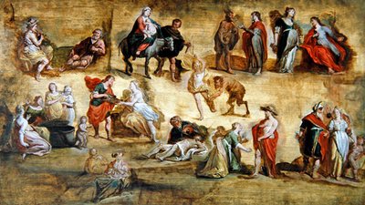 Mythological and religious scenes: A Workshop Modello by Hans III Jordaens