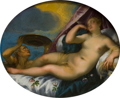 Danae and the Shower of Gold by Hans I or Johann Rottenhammer