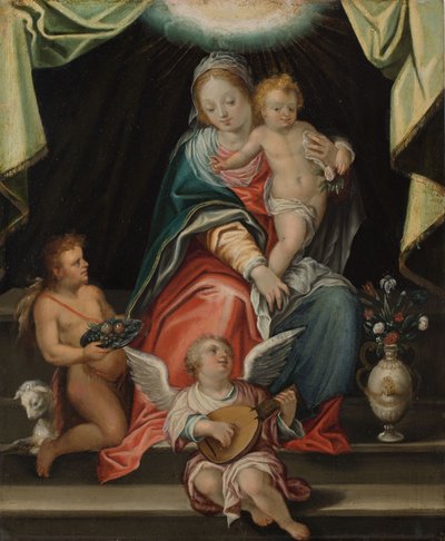 Enthroned Madonna by Hans I or Johann Rottenhammer