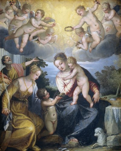 Virgin and Child with Young John the Baptist and Saint Catherine by Hans I or Johann Rottenhammer