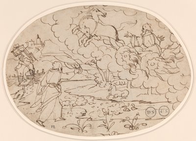 Elisha Watching Elijah in the Fiery Chariot by Hans Jakob Nüscheler