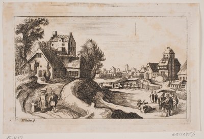 Village. To the Left a Road with a Woman with a Basket on Her Head and a Small Child by Her Side by Hans Jørgen Kirksteen