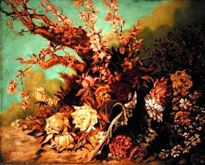Floral Arrangement with Blossom Branches and Peonies by Hans Makart