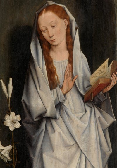 The Virgin, from the reverse of a pair of wings showing the Annunciation (detail) by Hans Memling