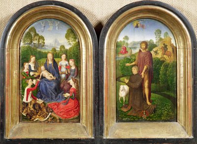 Diptych of Jean du Cellier: The Virgin and Child with Saints and the Donor Presented by St. John the Baptist, c.1490 by Hans Memling