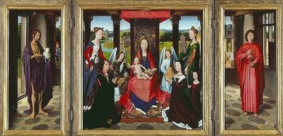 Virgin and Child with Saints (The Donne Triptych). Around 1478 by Hans Memling