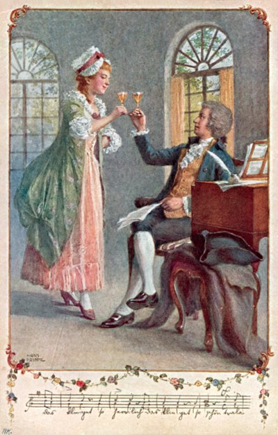 Mozart working on his opera 