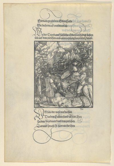 Unfalo Causing Theuerdanck to Fall into a Trap During a Hunt by Hans Schäufelein the Elder