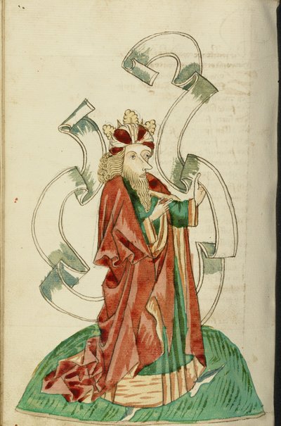 King Avenir with a Large, Empty Speech Scroll by Hans Schilling