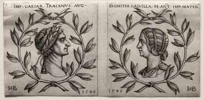 Busts of Emperor Trajan and Domitia Calvilla, 1546 by Hans Sebald Beham