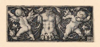 Frieze with Cuirass at Center, Flanked by Two Genii by Hans Sebald Beham