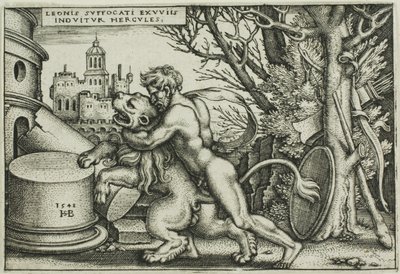 Hercules and the Nemean Lion, from The Labors of Hercules by Hans Sebald Beham