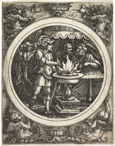 Mucius Scaevola Holding His Hand in the Fire by Hans Sebald Beham