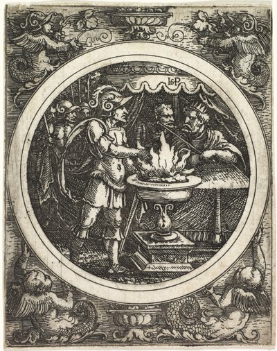 Mucius Scaevola Holding His Hand in the Fire, c. 1520 by Hans Sebald Beham